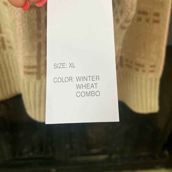 NWT Beige tan pink brown Plaid Crew Neck Scoop Neck Sweater XL by Design History - Picture 4 of 6